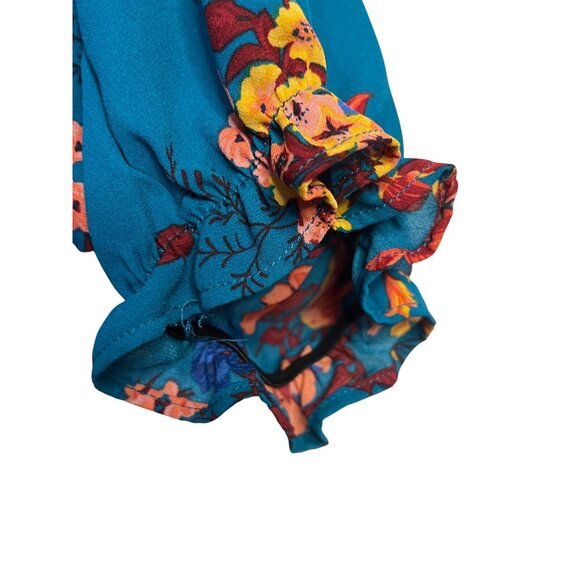 Pioneer Woman Teal Floral Long Sleeve Blouse XXXL Polyester Casual Comfortable - Picture 9 of 16